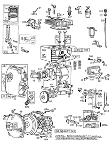 Cylinder,crankcase,gear Case Diagram and Parts List for 81252-0211-01  Briggs and Stratton Engine